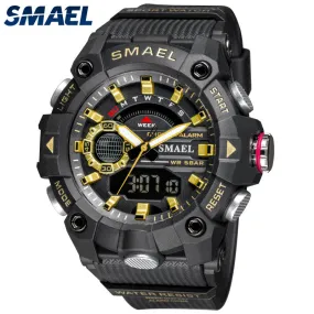 SMAEL Fashion Men's Sport Watches Shock Resistant 50M Waterproof Wristwatch LED Alarm Stopwatch Clock Military Watches Men 8040