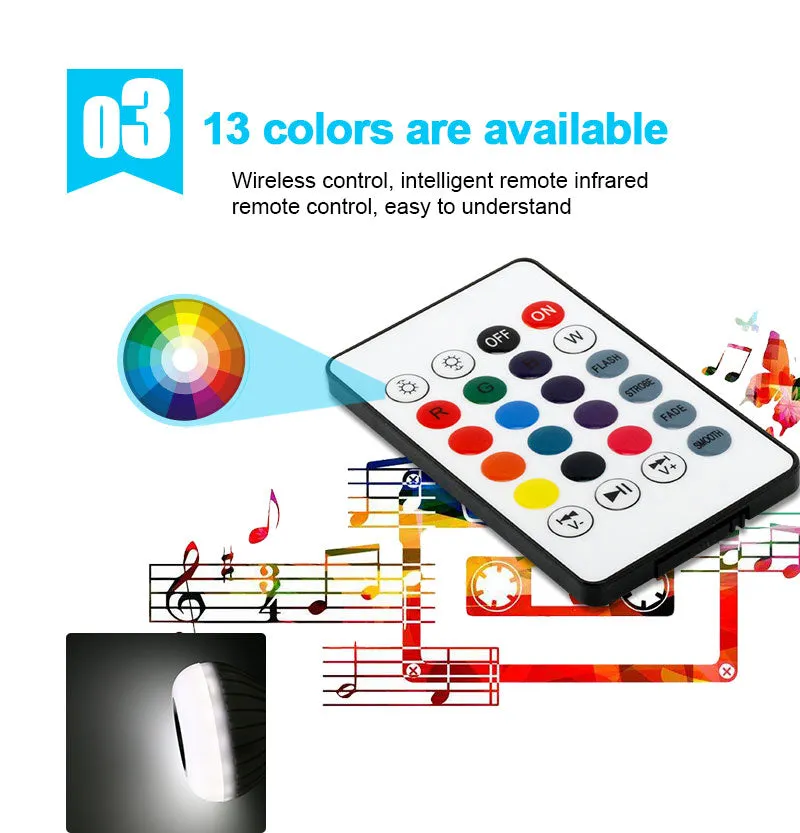 Smart RGB Bluetooth, Music Playing Wireless Led Lamp with 24 Keys Remote Control