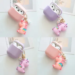 Solid Color AirPods Case with Unicorn Pendant