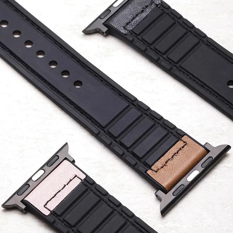 Solid Color Leather Silicone Lined Band For Samsung Watch Multiple Colors Available