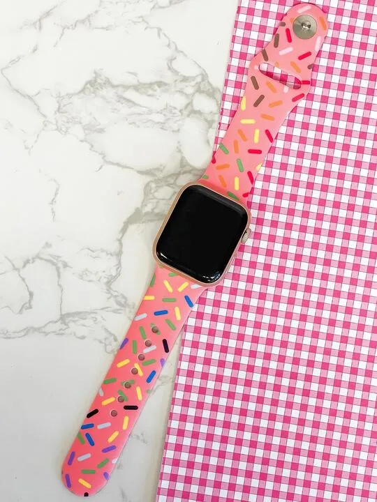 Sprinkles Printed Silicone Smart Watch Band - Dark Pink