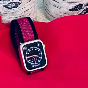 Stretchable Elastic Shimmering Pink Print Band For Apple Watch