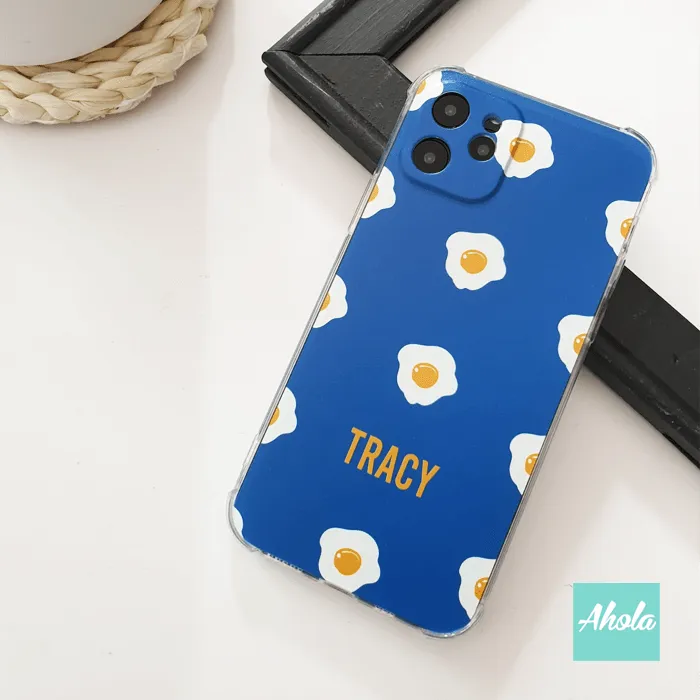 【Tamago】Egg Print Soft TPU transparent phone case 雞蛋圖案名字透明電話軟殼