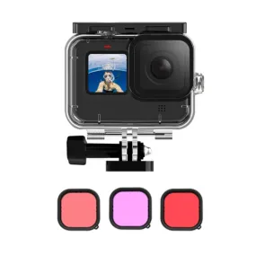 TELESIN GP-WTP-901 45m Diving Shell, For GoPro HERO12 Black / HERO11 Black / HERO10 Black / HERO9 Black Shell Filter Set