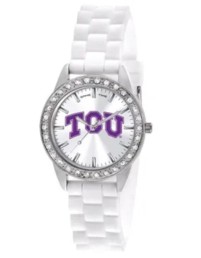 Texas Christian University Womens Frost Watch - Crystal Bezel - Silicone Strap