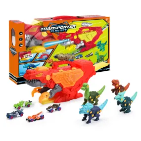 Top Race Trex Transporter - Dinosaur Truck Toy Car For Boys - Monster Dino Truck For Boys - Christmas And Birthday Gift Toys For Kids 3-5 - Dinosaur Storage Rail Car With 4 Cars And 4 Dinosaurs