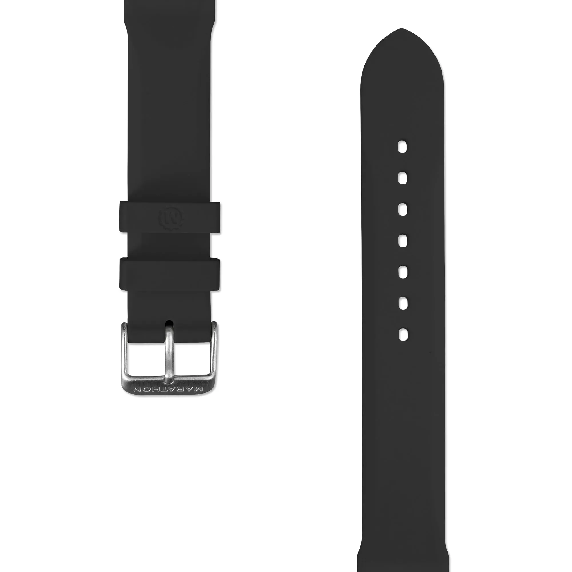 Two-Piece Rubber Dive Strap, Black, 20mm