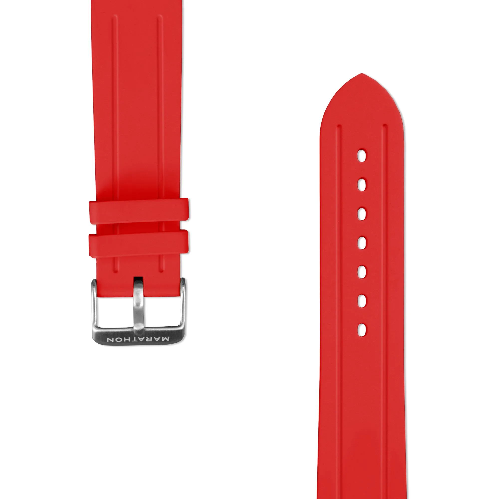 Two-Piece Rubber Dive Strap, Red, 22mm