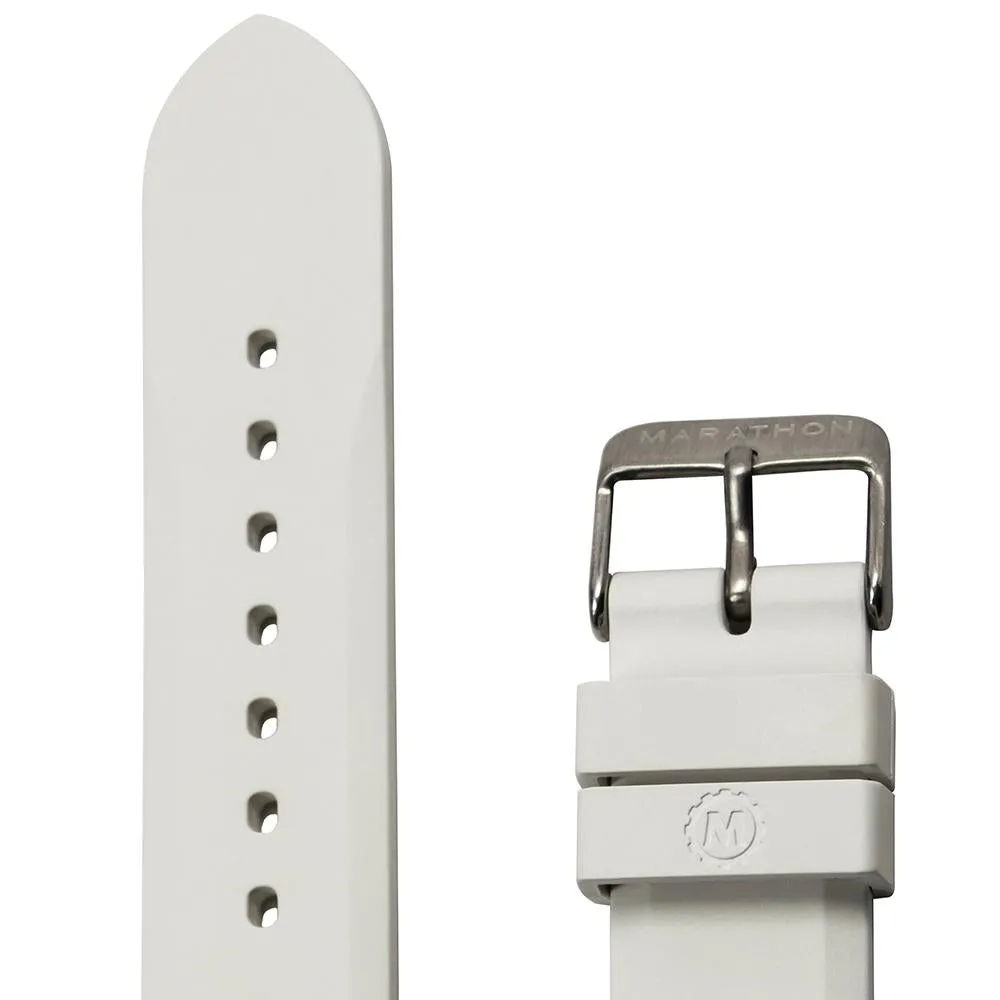 Two-Piece Rubber Dive Strap, White, 20mm