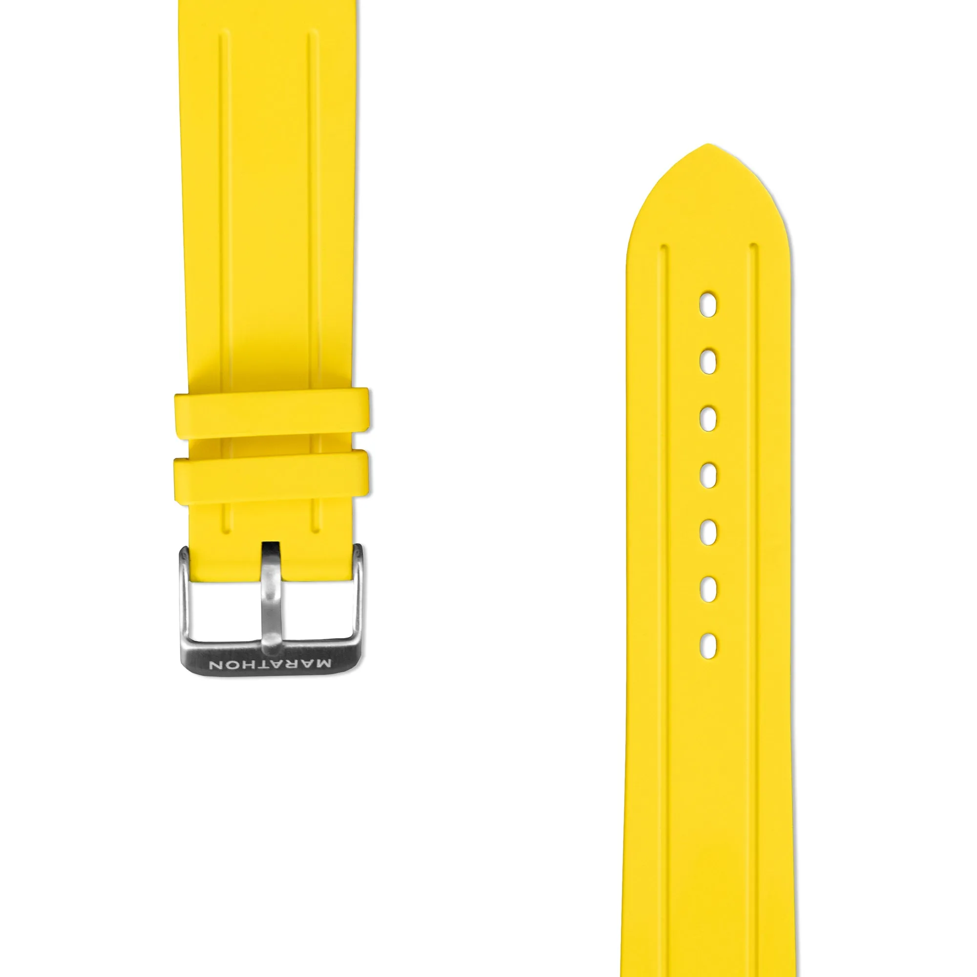 Two-Piece Rubber Dive Strap, Yellow, 22mm