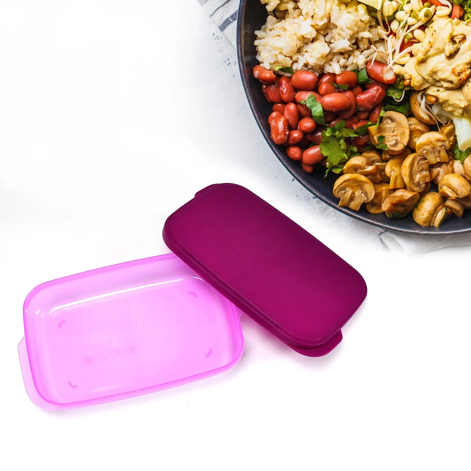 Unbreakable Divine Leak Proof Plastic Lunch Box Food Grade Plastic BPA-Free 2 Containers with Spoon