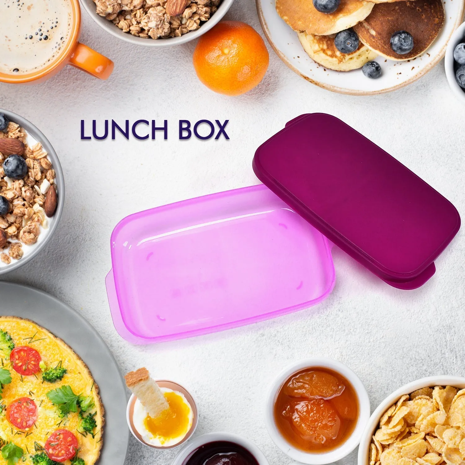 Unbreakable Divine Leak Proof Plastic Lunch Box Food Grade Plastic BPA-Free 2 Containers with Spoon