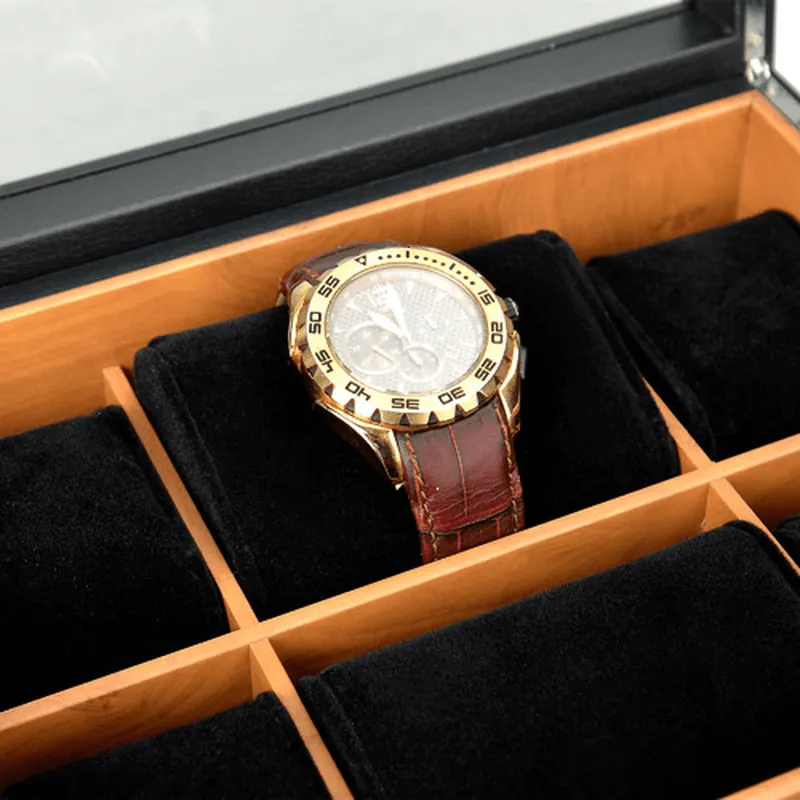 Urburn 6 Compartment Watch Box Black