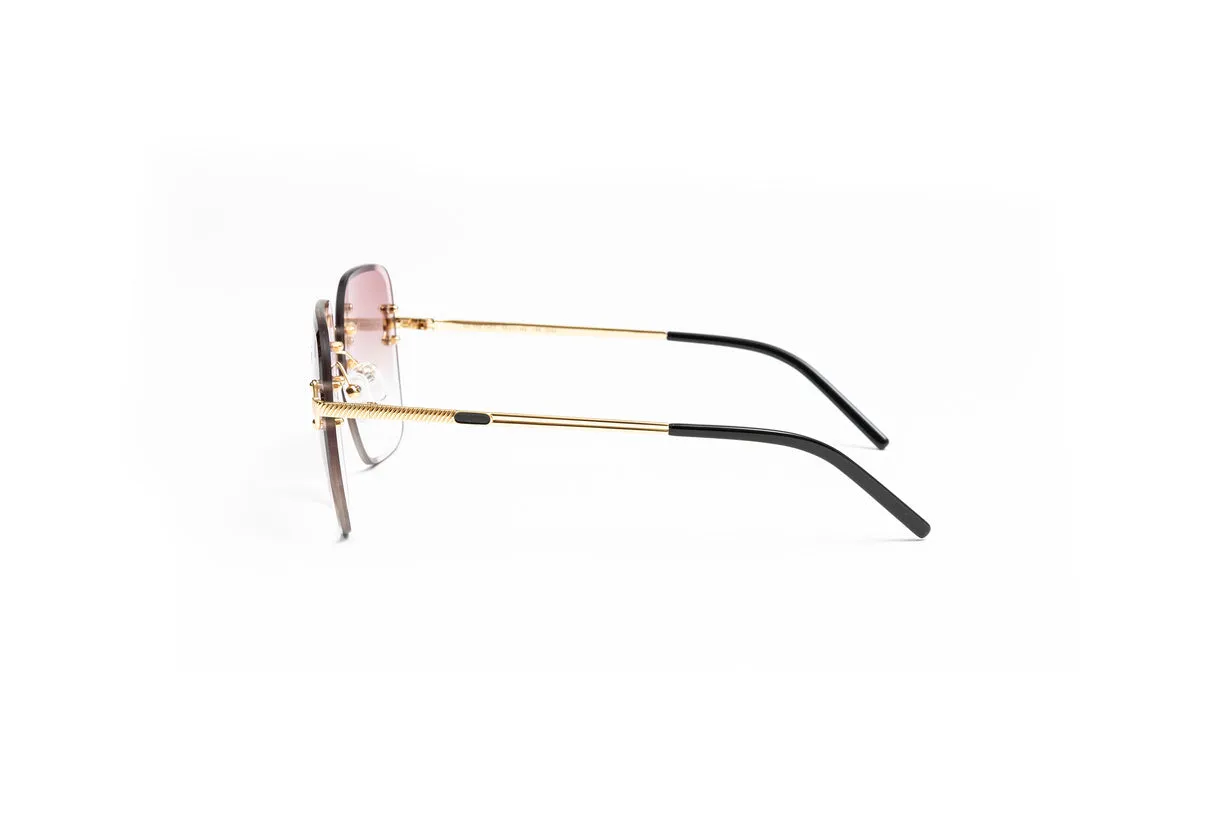 VINTAGE CLASSIC C 18KT Gold Sunglasses, Gradient Brown Square Lenses