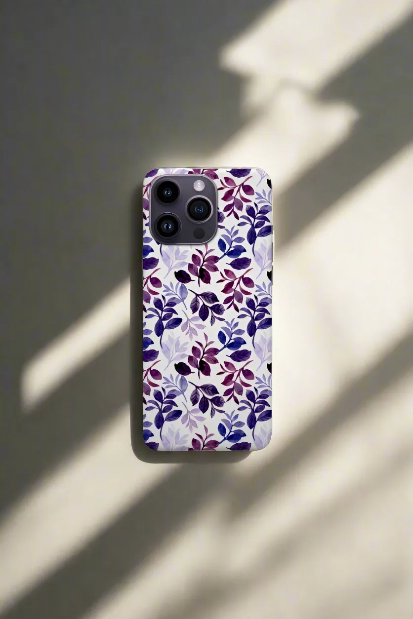 Violet Leaves Floral and Coral Wildflowers Floral Customized iPhone Case