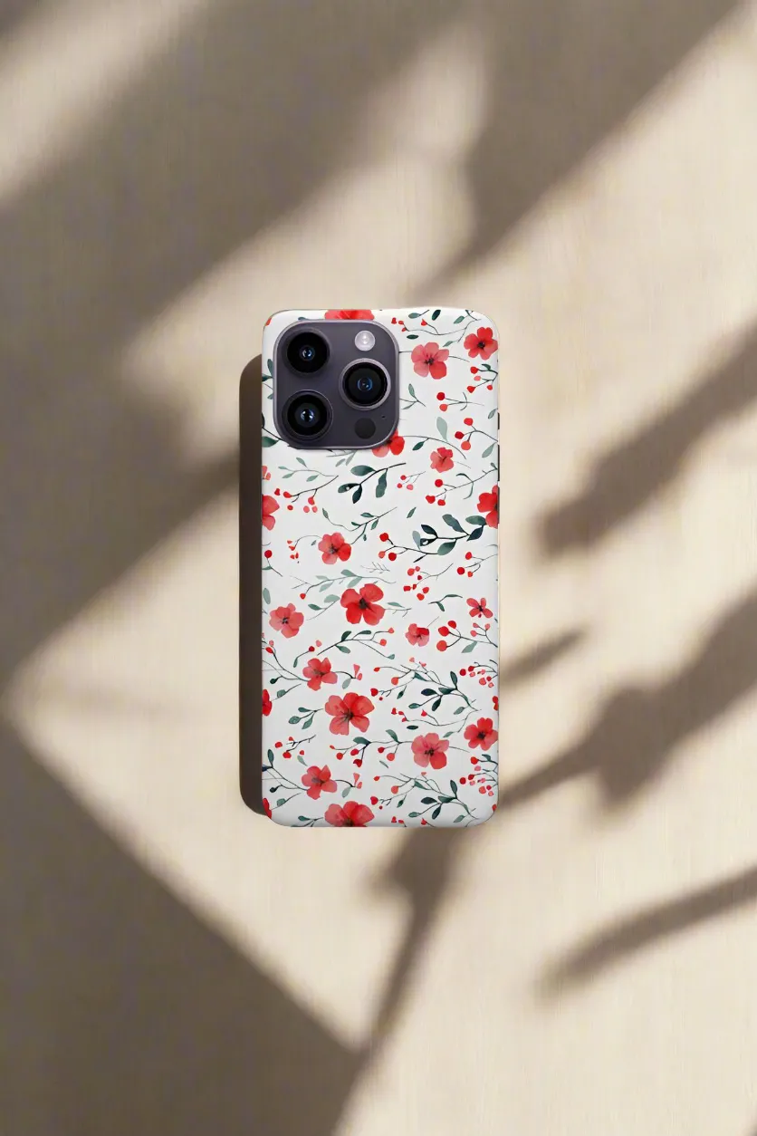 Violet Leaves Floral and Coral Wildflowers Floral Customized iPhone Case