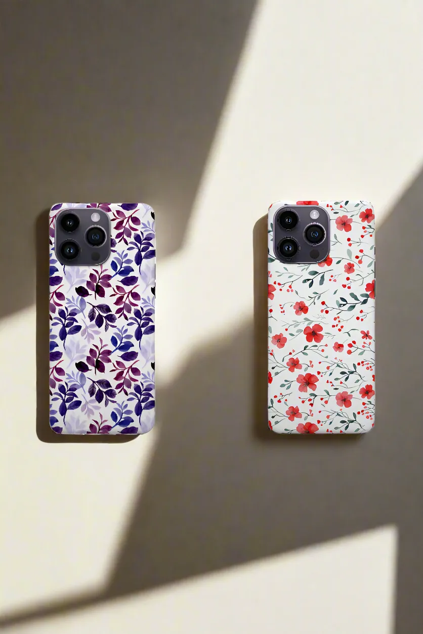 Violet Leaves Floral and Coral Wildflowers Floral Customized iPhone Case