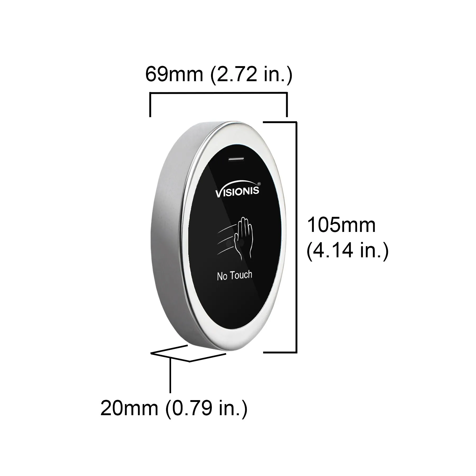 Visionis VIS-7042 – Indoor   Outdoor Rated IP66 Waterproof Zinc Alloy Housing No Touch Request To Exit Button Oval Shape With LED Light NC COM And NO Outputs