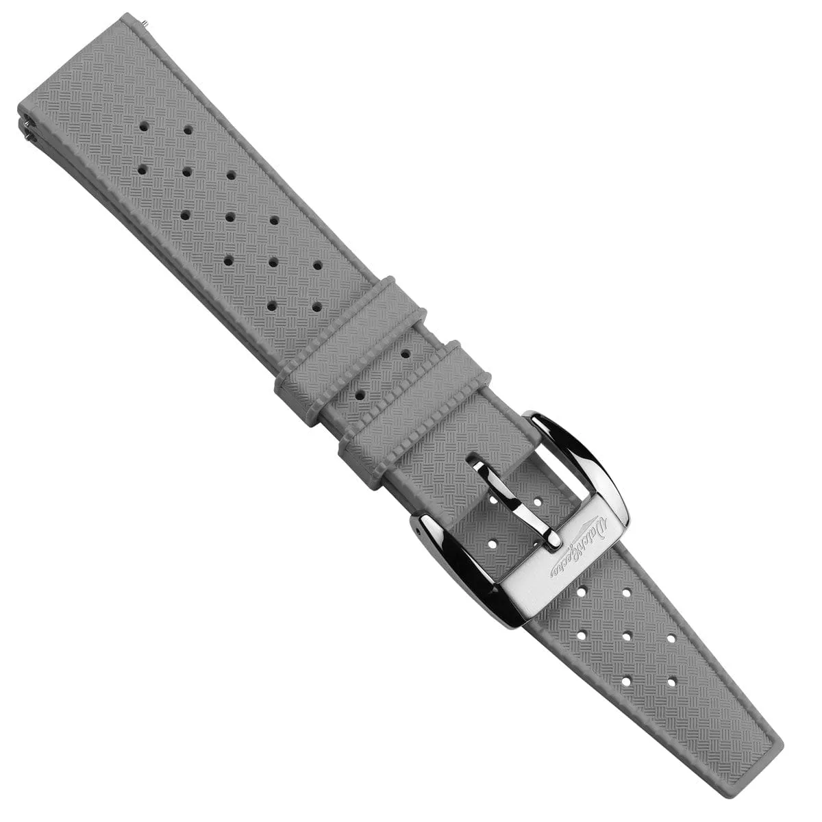 WatchGecko Vintage Tropical Style FKM Rubber Watch Strap - Grey