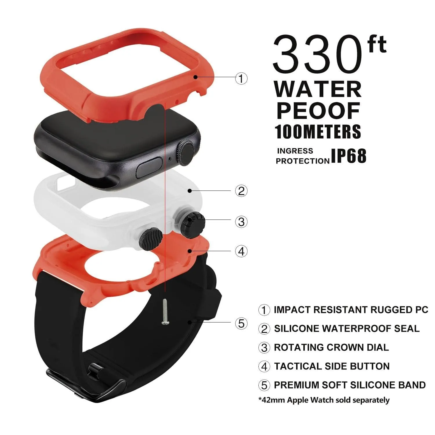 Waterproof Apple Watch Case with Premium Silicone Bands