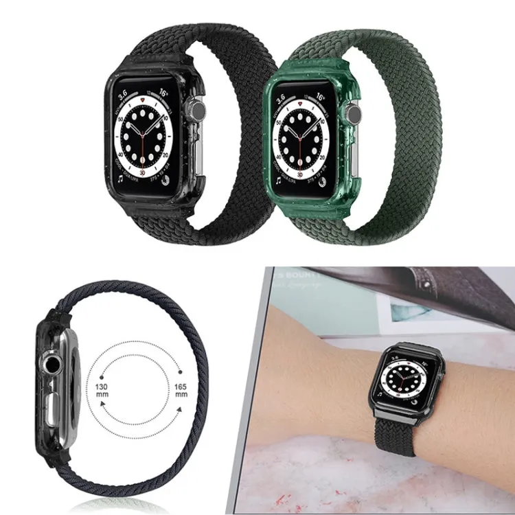 Weave Wrist Strap Watch Bands with Frame For Apple Watch Series 9&8&7 41mm / SE 3&SE 2&6&SE&5&4 40mm / 3&2&1 38mm, Length:155mm(Dark Olive Green)