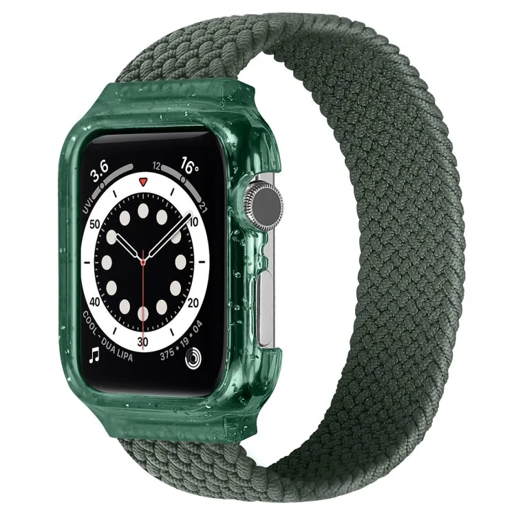 Weave Wrist Strap Watch Bands with Frame For Apple Watch Series 9&8&7 41mm / SE 3&SE 2&6&SE&5&4 40mm / 3&2&1 38mm, Length:155mm(Dark Olive Green)