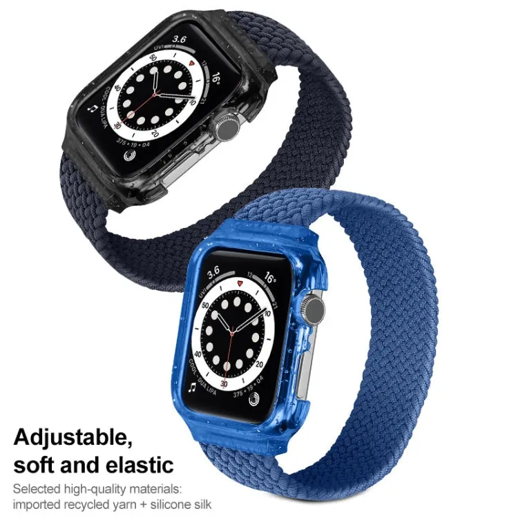 Weave Wrist Strap Watch Bands with Frame For Apple Watch Series 9&8&7 41mm / SE 3&SE 2&6&SE&5&4 40mm / 3&2&1 38mm, Length:155mm(Dark Olive Green)