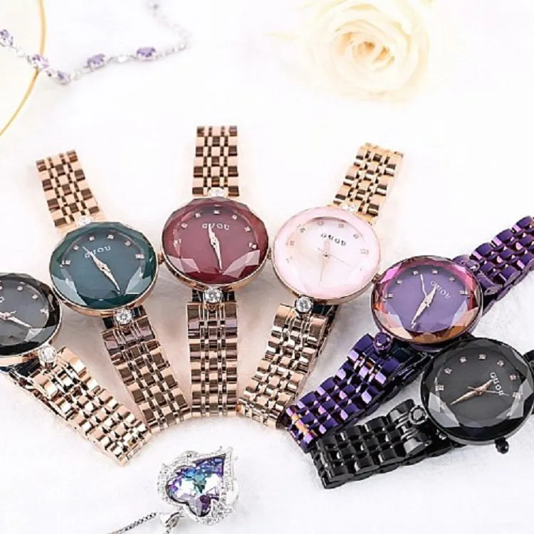 Women's Watch purple shell chassis with diamond stainless steel strap elegant watch