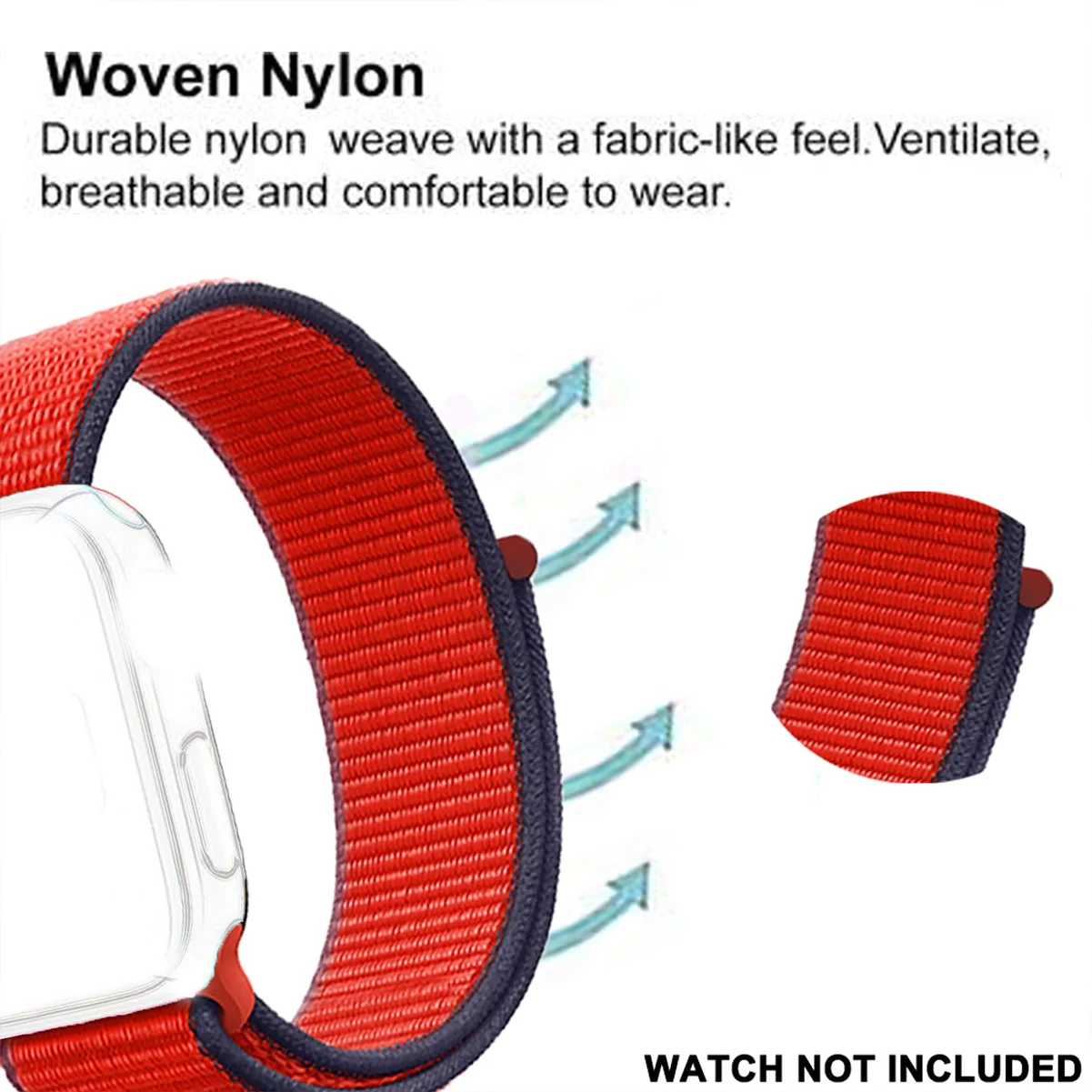 Woven Nylon Straps For Apple Watch-38/40/41mm New 2020 Edition (Red)